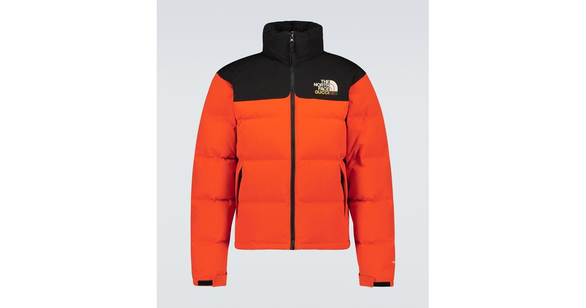Gucci Orange & Black The North Face Edition Down Techno Jacket for Men