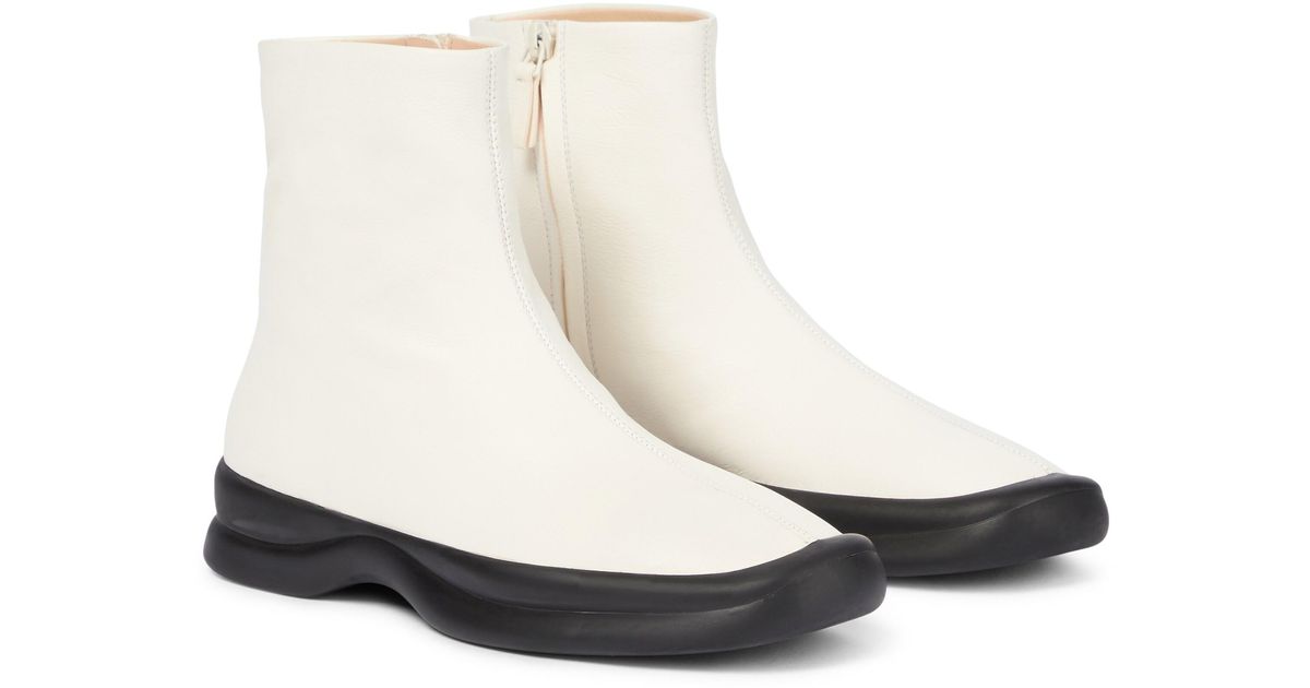 The Row Town Leather Sock Boots in White | Lyst