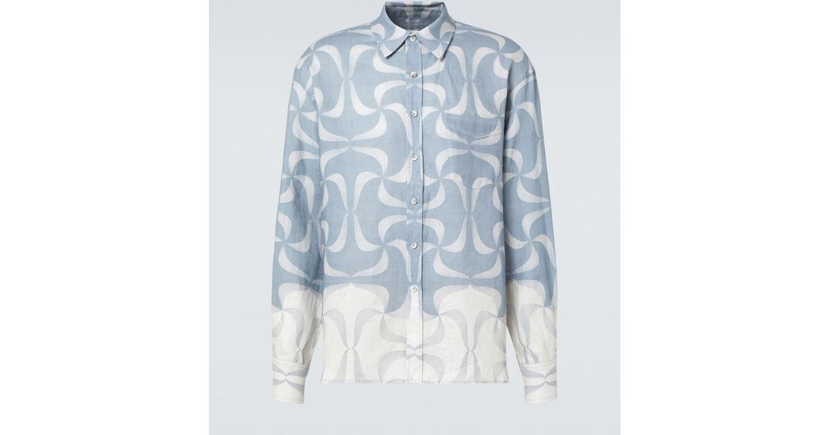 Commas Mantra Printed Linen Shirt in Blue for Men | Lyst