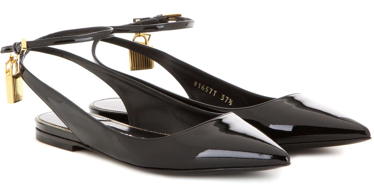 Tom Ford Patent-Leather Slingback Ballet Flats in Black - Lyst