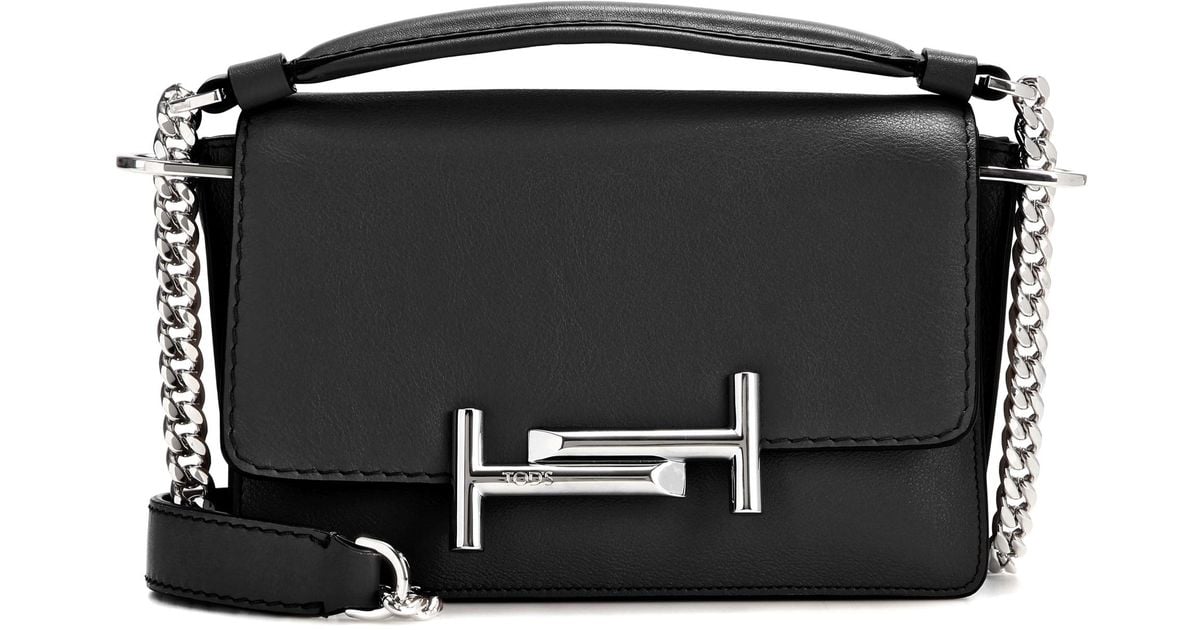 Tod's Double T Mini Leather Shoulder Bag in Black - Lyst