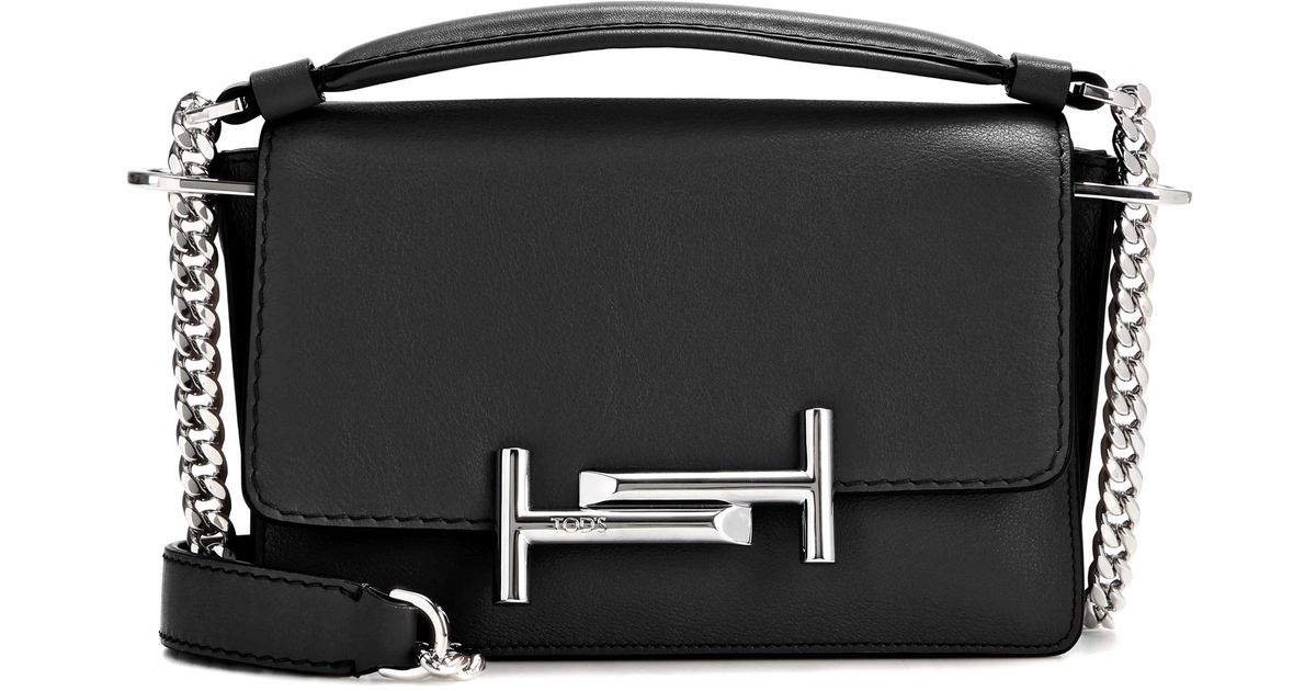 Tod's Double T Mini Leather Shoulder Bag in Black Lyst