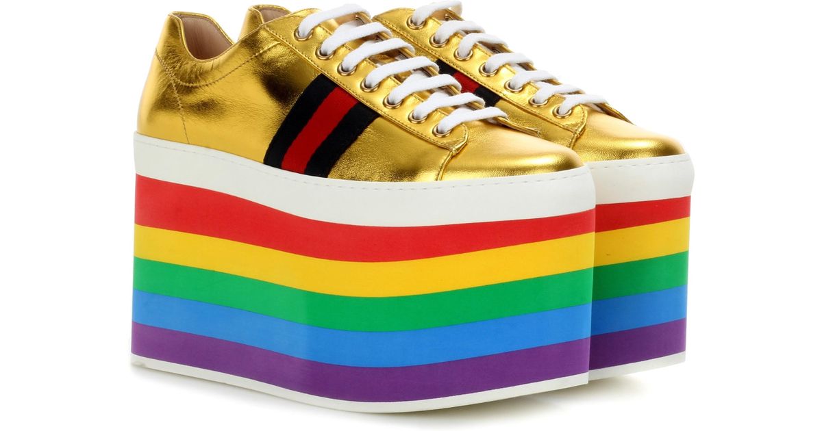 gucci metallic platform sneaker