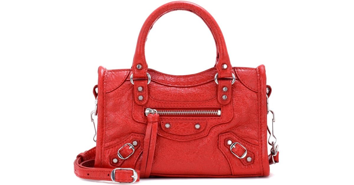Balenciaga Nano City Shoulder Bag in Red