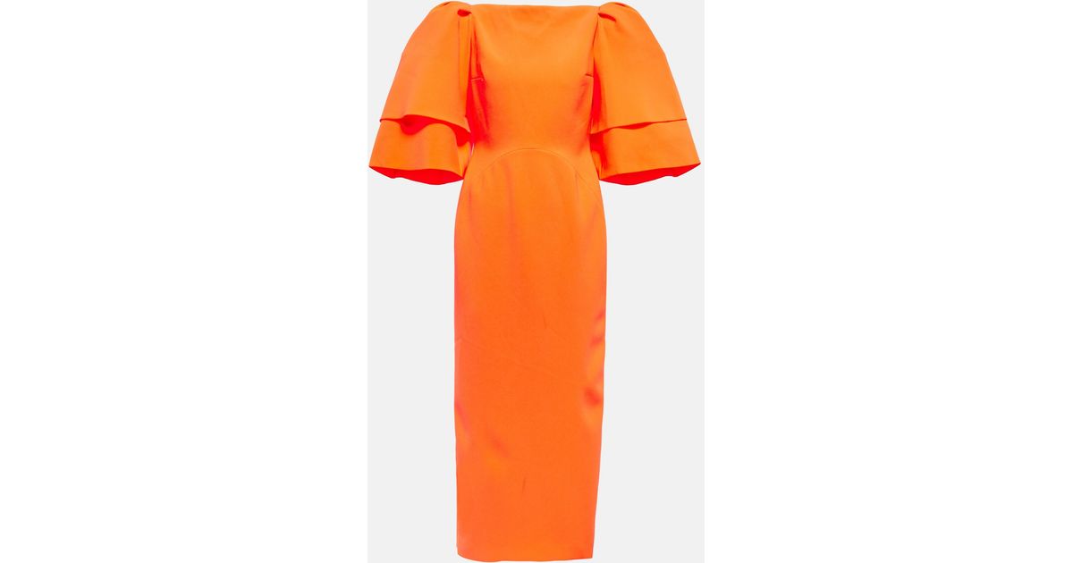 ROKSANDA Akilah Puff Sleeve Midi Dress in Orange | Lyst