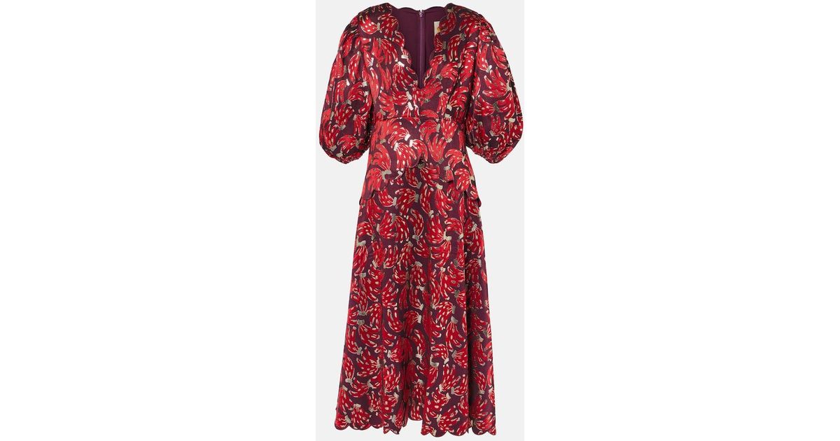 knee length dresses for ladies Pink Banana Leaves Maxi Dress – FARM Rio main image 0