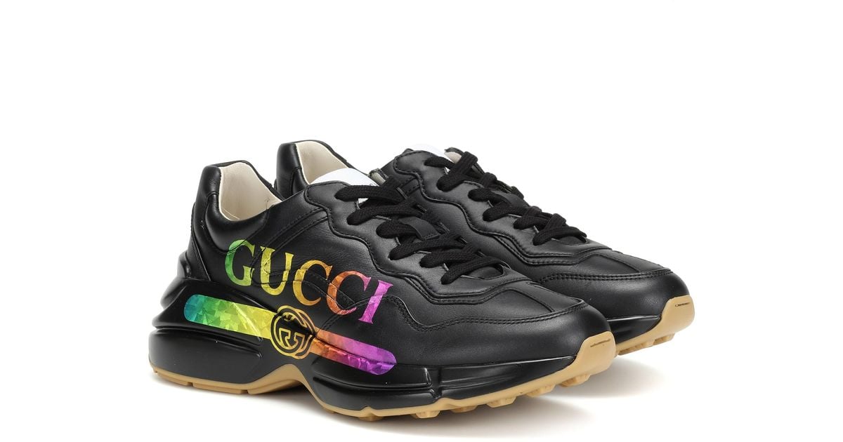 gucci black vintage rhyton sneakers