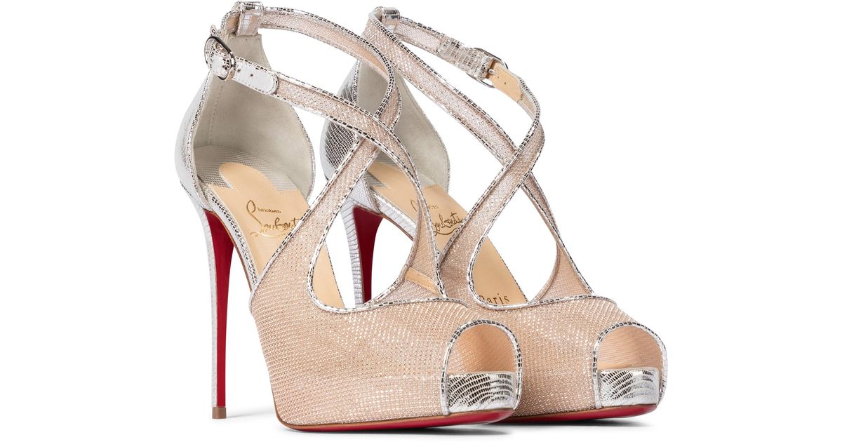 Christian Louboutin Mariacar 120 Leather And Mesh Sandals in Metallic | Lyst