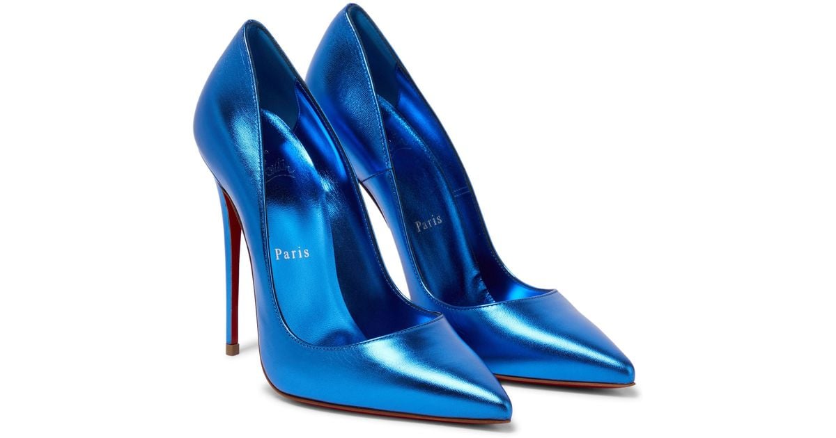 Christian Louboutin So Kate 120 Metallic Leather Pumps in Blue | Lyst