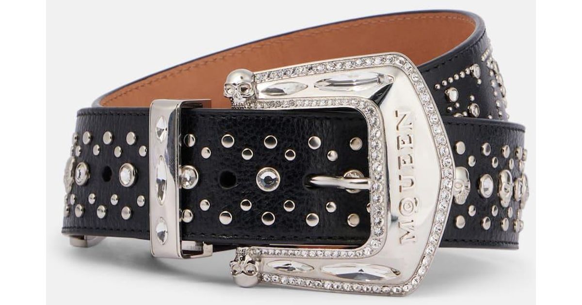 Alexander Mcqueen Women Black Leather Belt