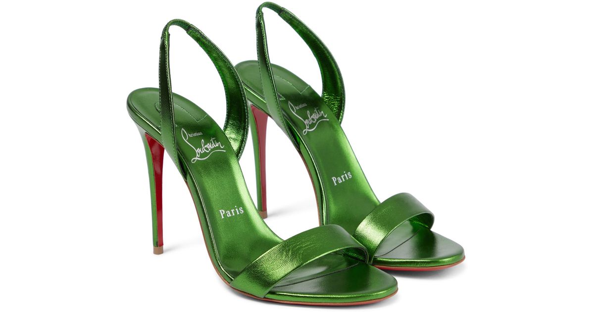Christian Louboutin O Marylin 100 Metallic Leather Sandals in Green Lyst