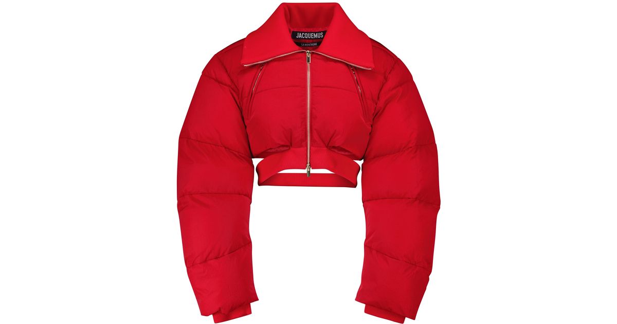 Jacquemus La Doudoune Pralu Crop Puffer Jacket in Red | Lyst