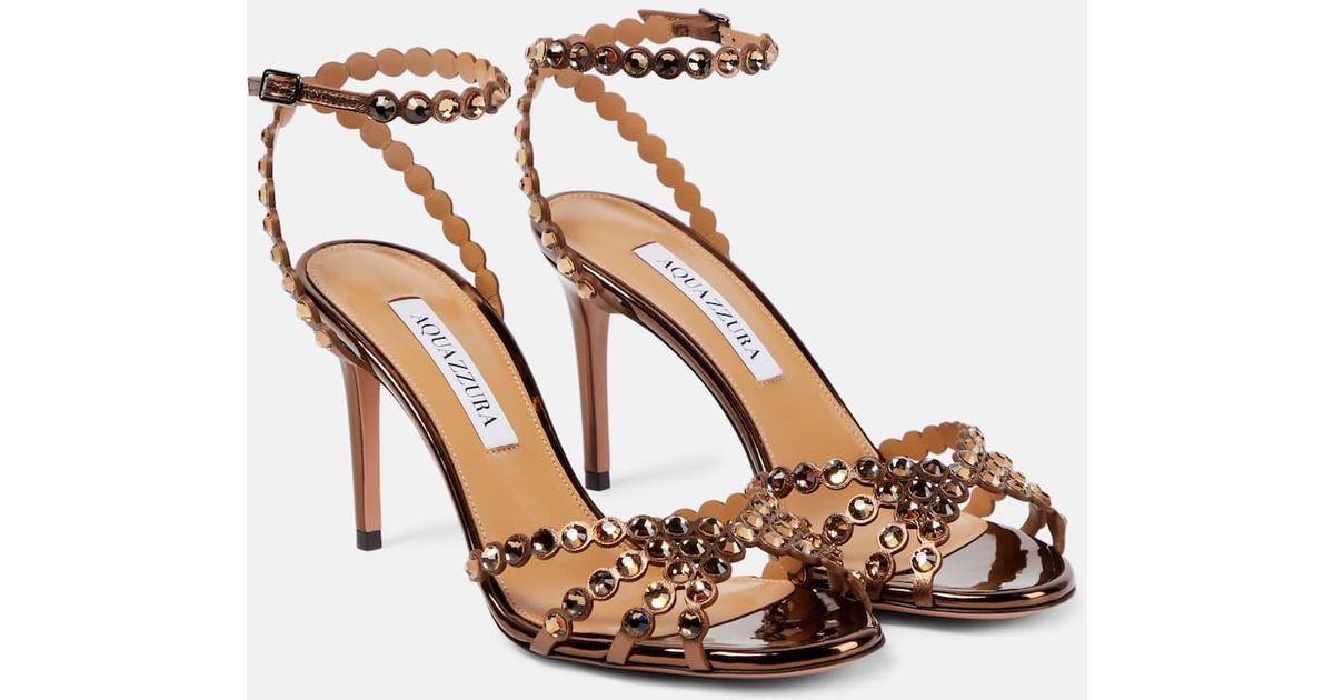 【AQUAZZURRA】BROWN LEATHER SANDALS Twist Sandal 75 BROWN Aquazzura@ Official