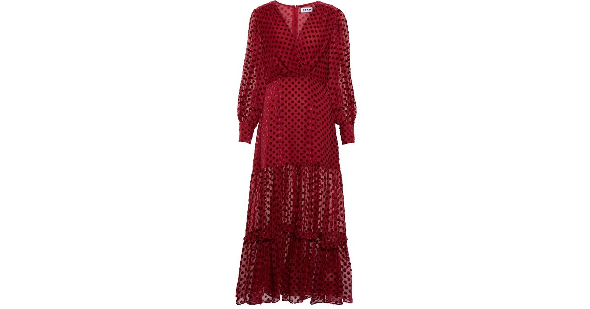 Elsie Rixo RIXO London Elsie Polka-dot Midi Dress in Red | Lyst UK