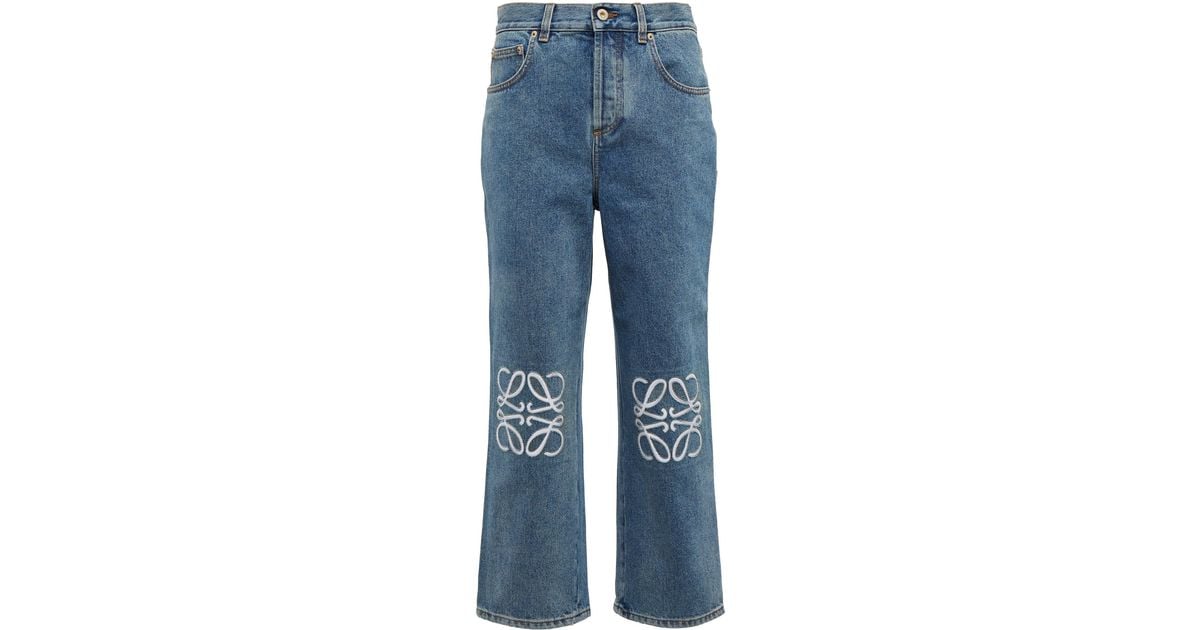 Loewe Anagram High-rise Cropped Jeans in Blue | Lyst