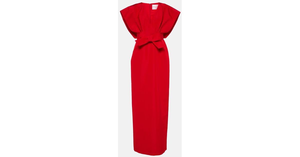 Carolina Herrera Bow-Detail Silk Faille Gown in Red | Lyst