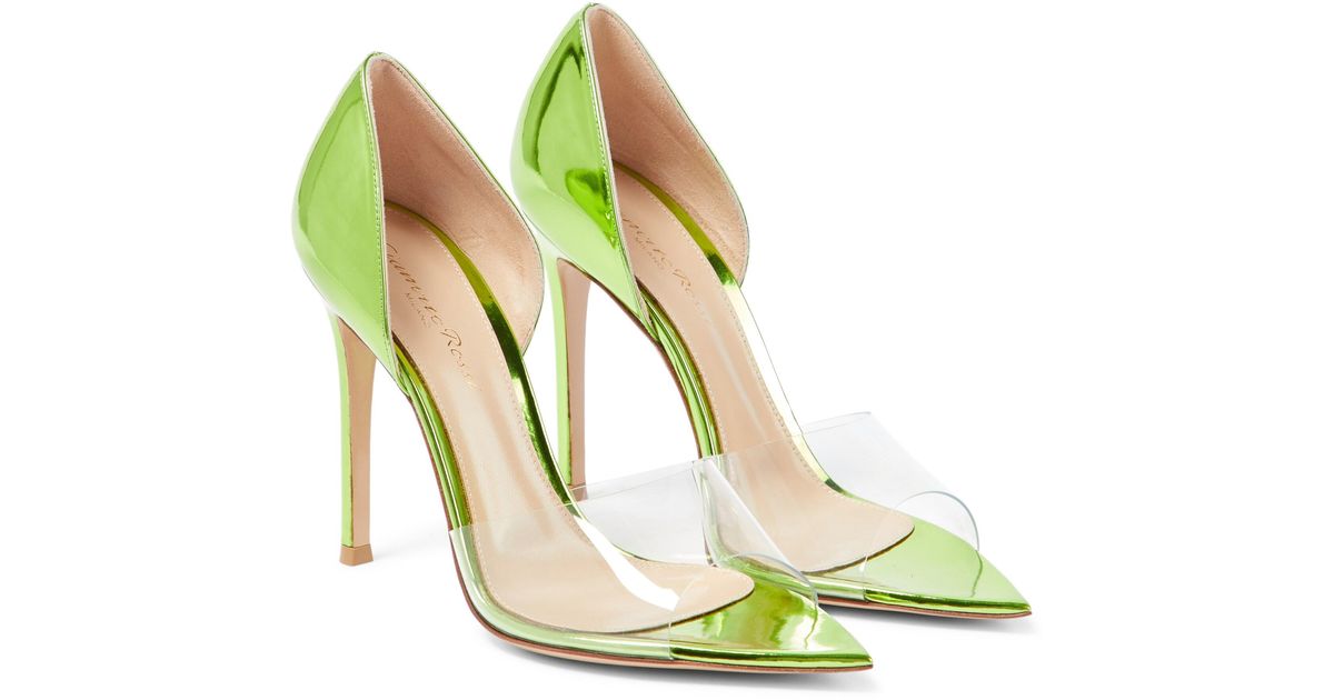 Gianvito Rossi Bree Leather And Pvc Peeptoe Pumps in Green Lyst