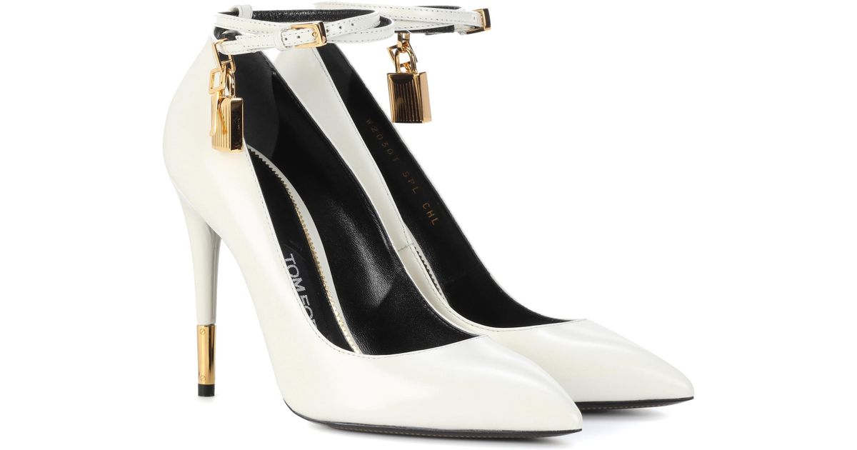 Tom Ford Padlock Leather Pumps in White | Lyst