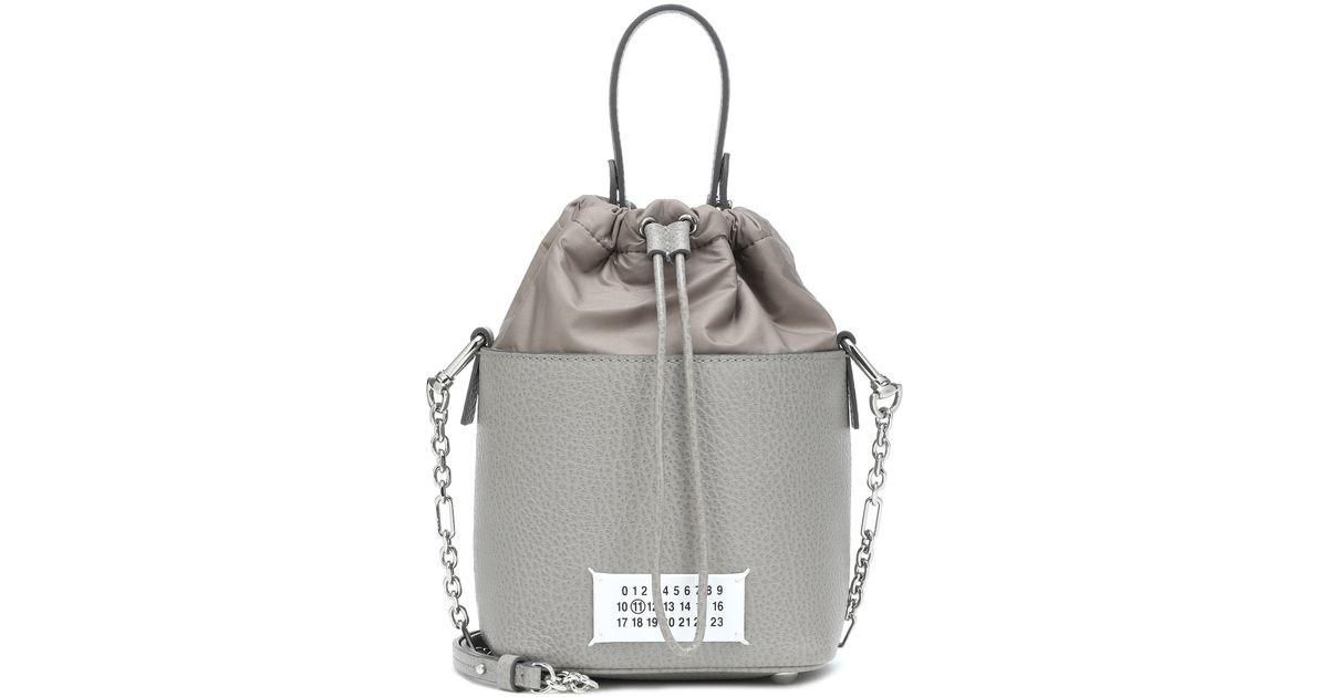 Maison Margiela 5ac Small Leather Bucket Bag in Grey (Gray) - Lyst