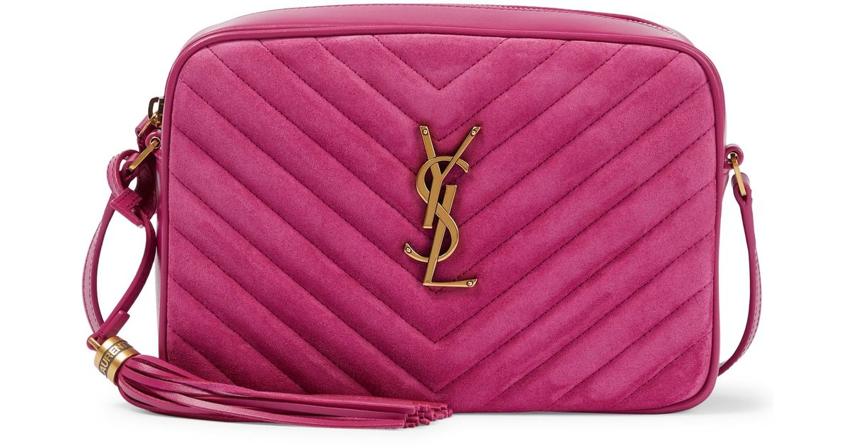 Saint Laurent Lou Camera Medium Suede Crossbody Bag in Pink Lyst