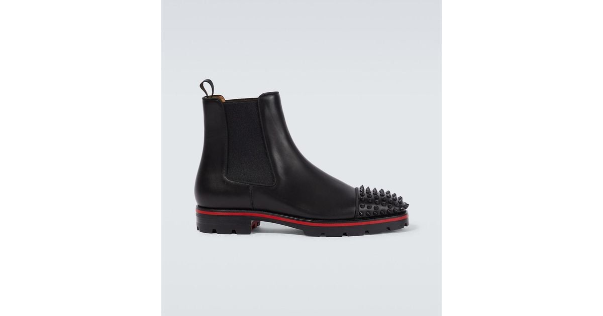 Christian Louboutin Melon Spikes Leather Chelsea Boots in 