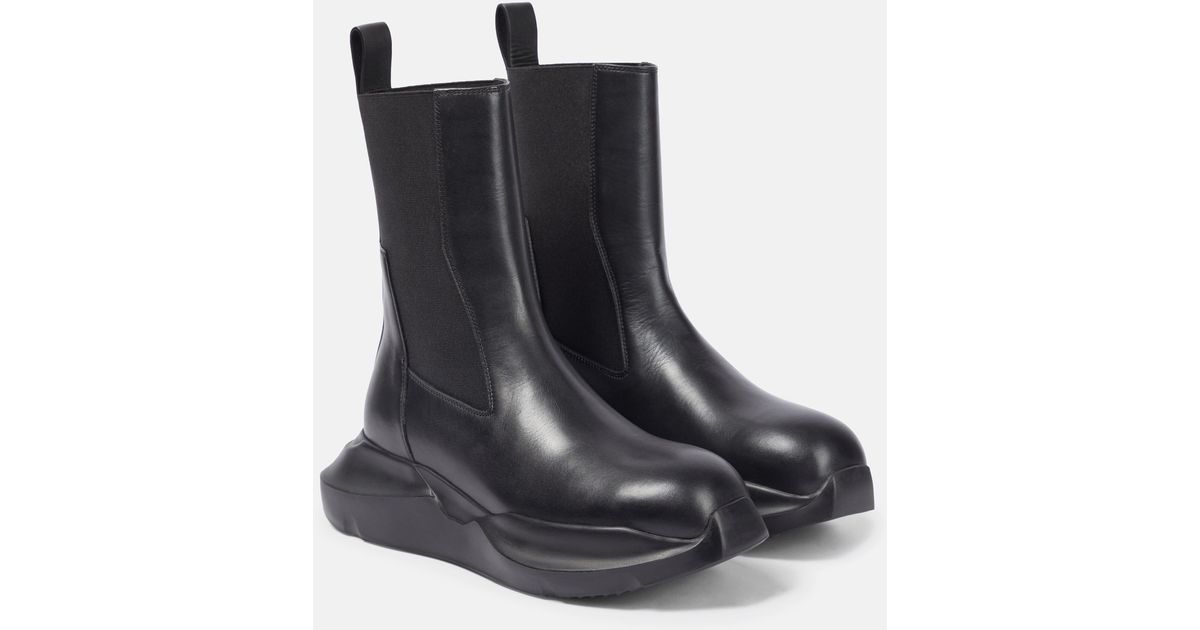 Rick Owens Geth Leather Ankle Boots in Black | Lyst