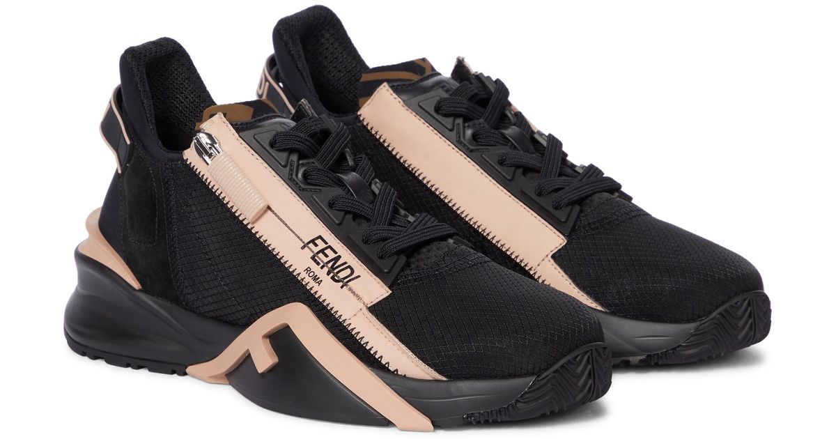 Fendi Synthetic Flow Suede Sneakers in Black - Lyst