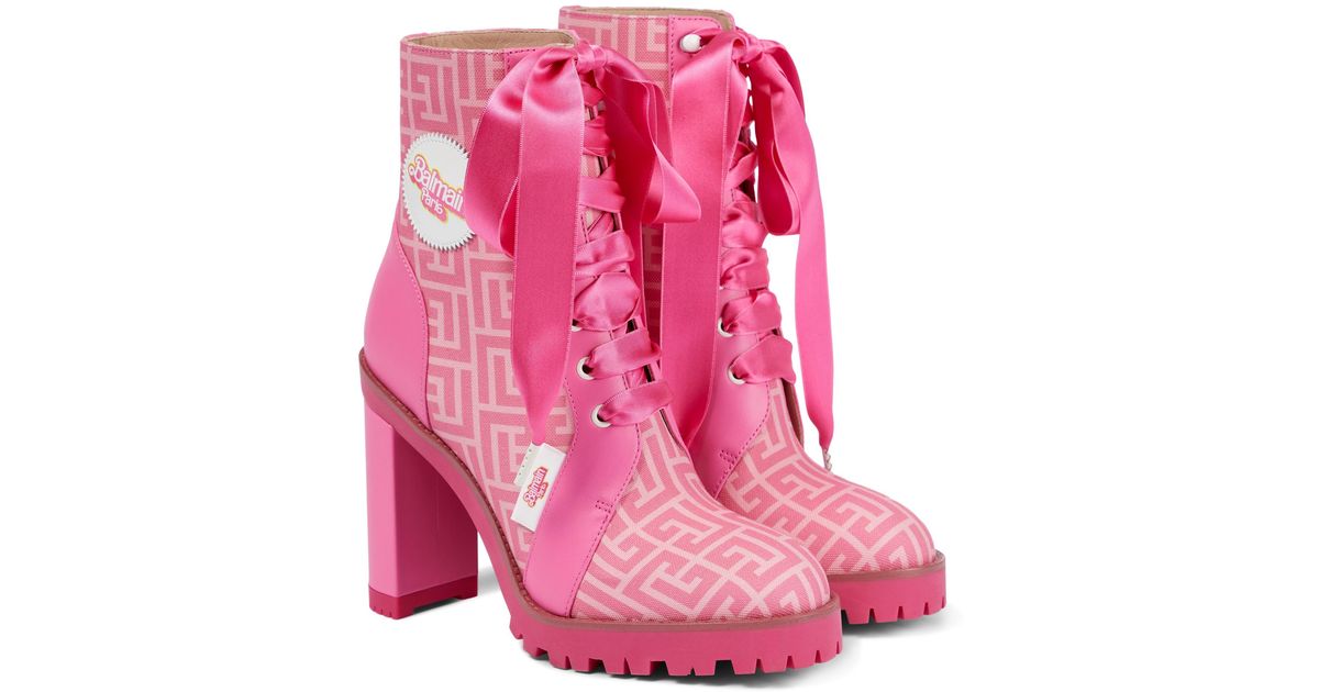 Balmain X Barbie ® Petra Ranger Ankle Boots in Pink | Lyst