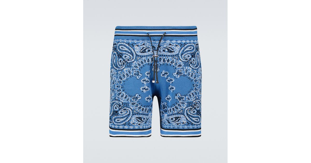 Amiri Bandana B-Ball Shorts in Blue & Black