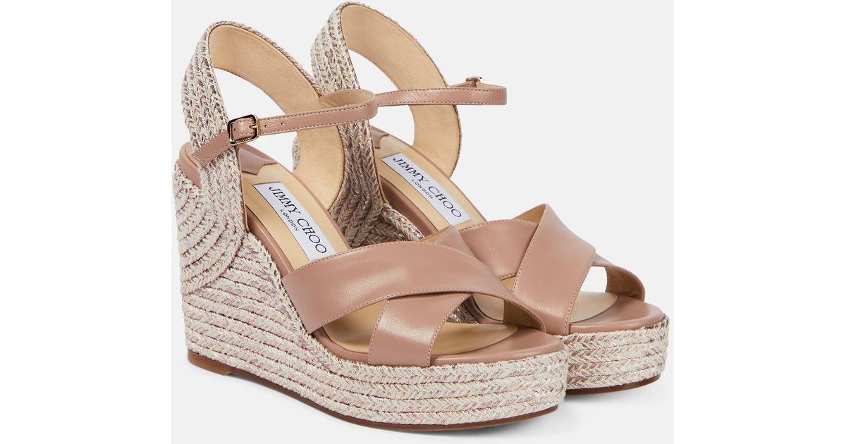 Jimmy Choo Dellena 100 Leather Wedge Sandals | Lyst