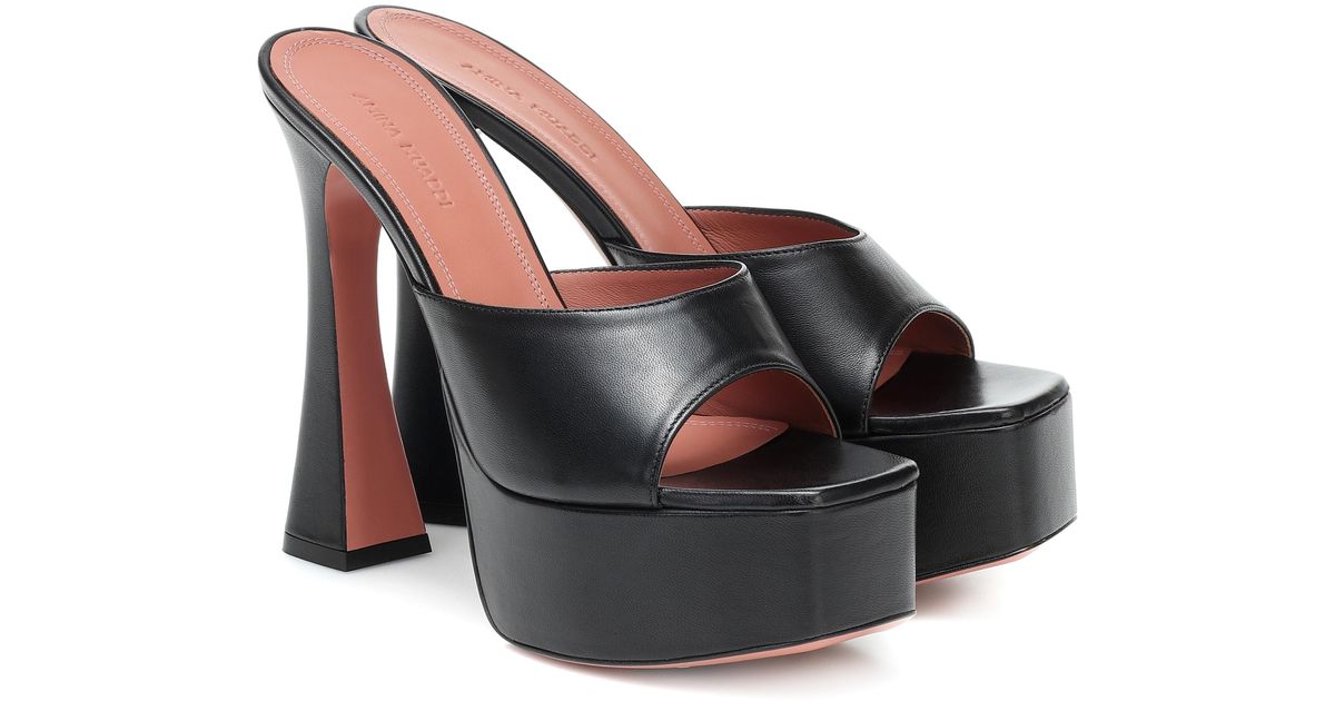 AMINA MUADDI Dalida Leather Platform Sandals in Black | Lyst