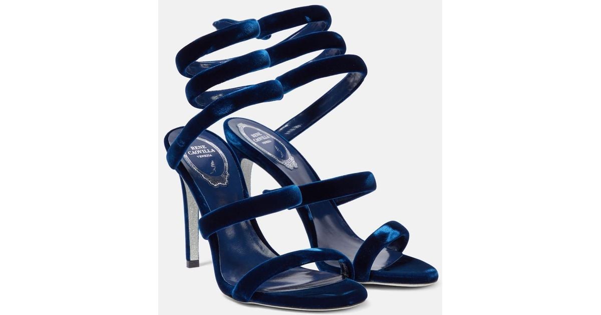 Rene Caovilla Cleo 105 Velvet Sandals in Blue Lyst Canada - Main Image