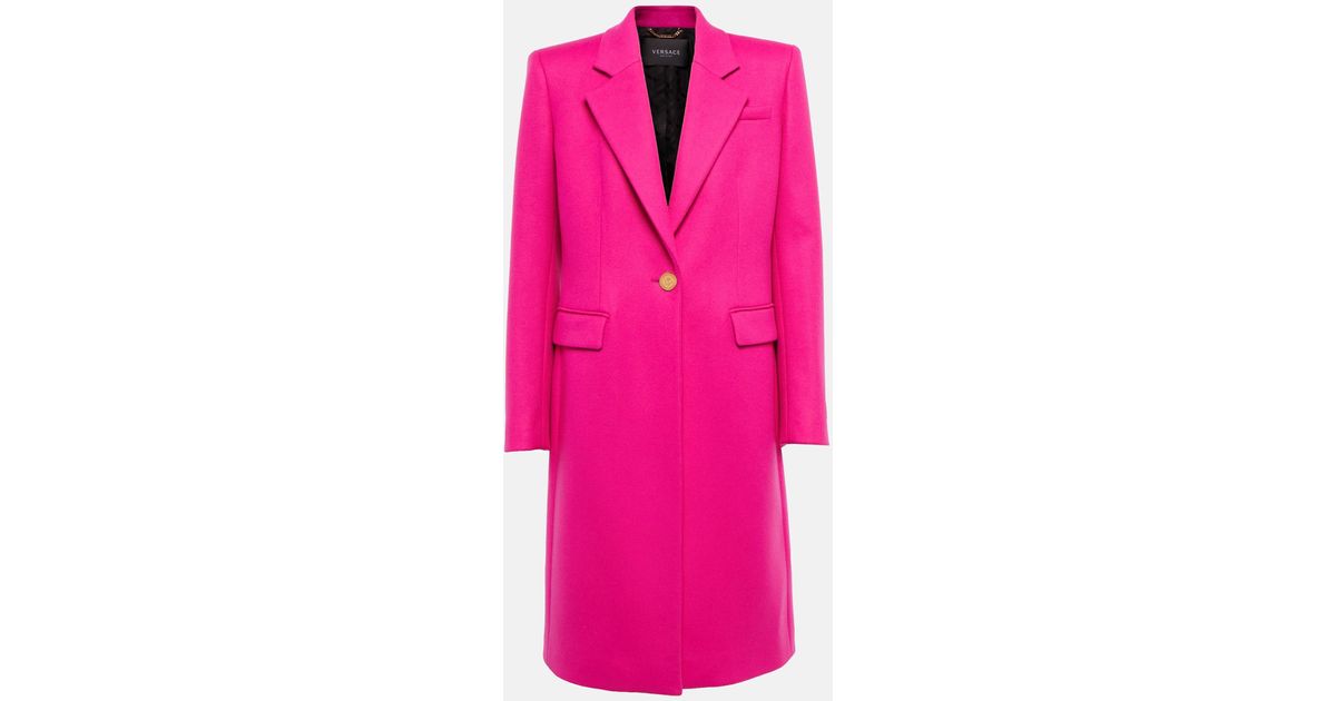 Versace Medusa Woolblend Coat in Pink Lyst