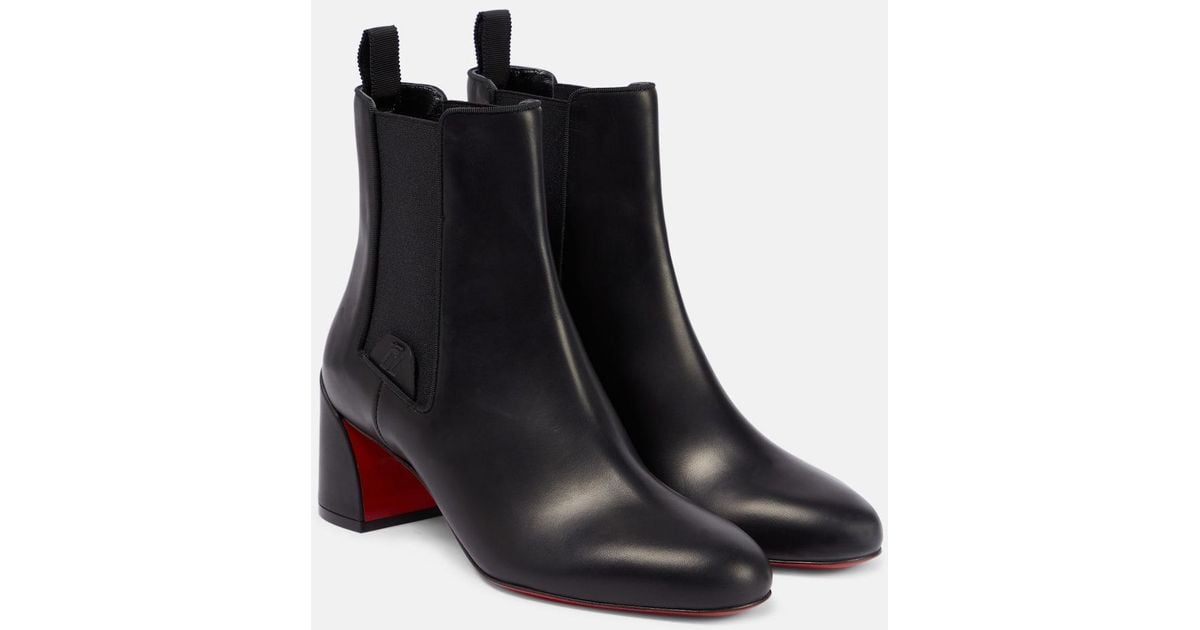 Christian Louboutin Turelastic Leather Ankle Boots 55 in Black | Lyst