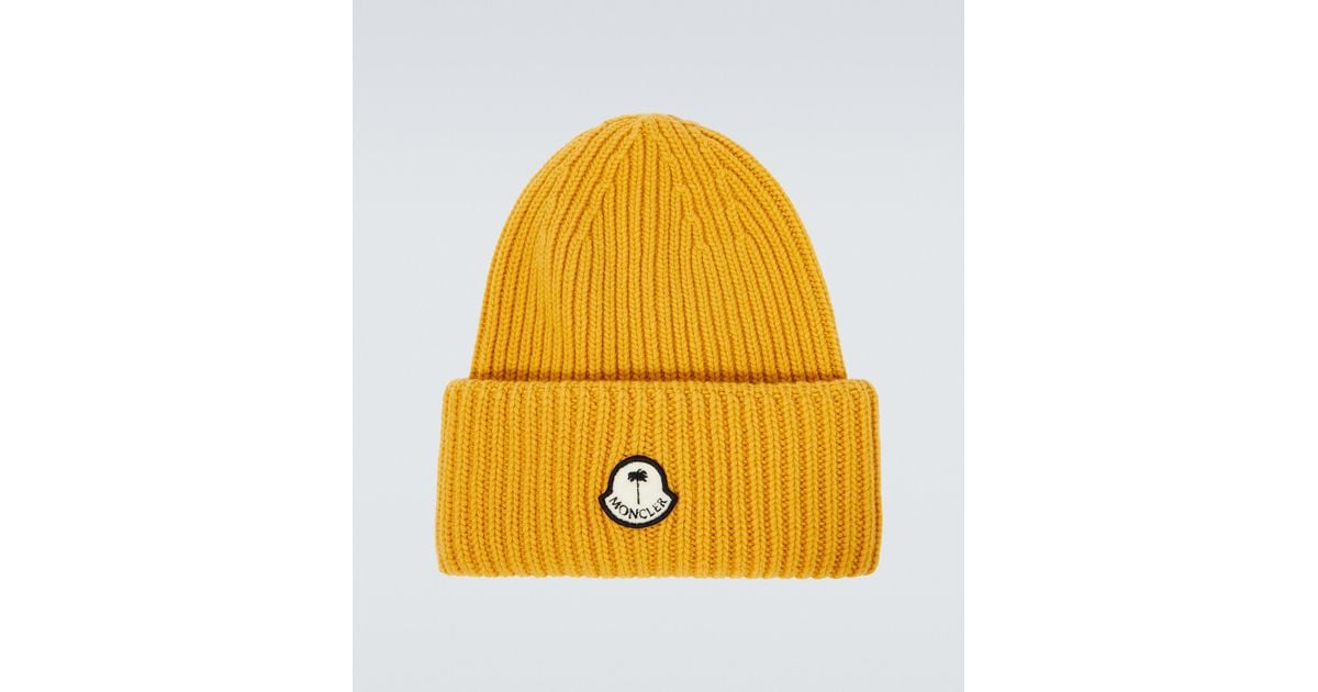Moncler Genius 8 Moncler Palm Angels Wool Beanie in Yellow for Men