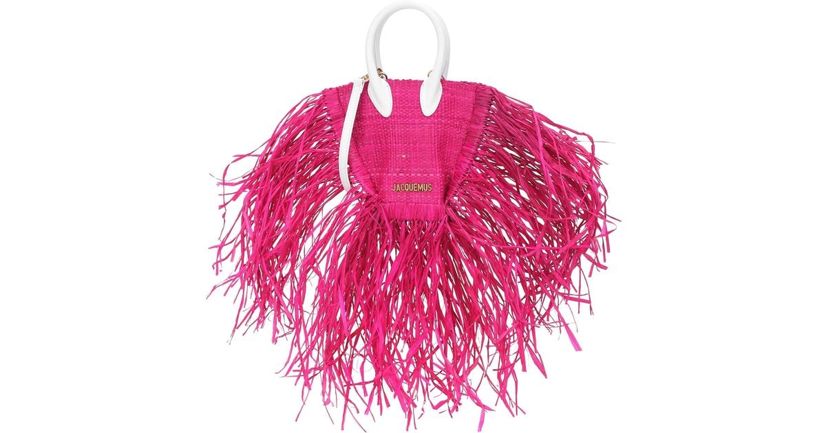 Jacquemus Le Petit Baci Fringed Straw Bag in Pink Lyst