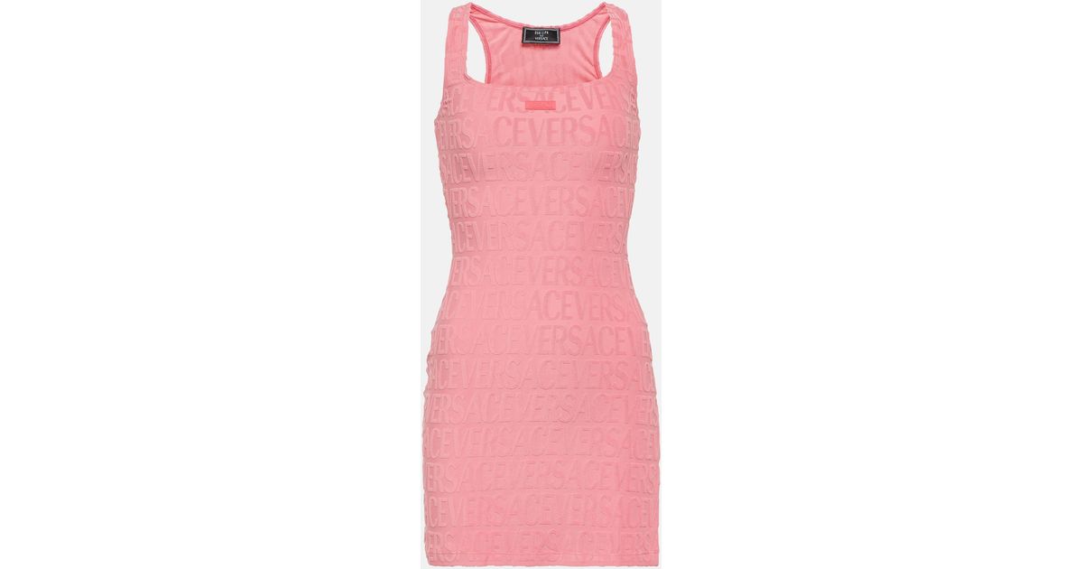 Versace Dua Lipa Terry Jacquard Mini Dress in Pink Lyst Australia