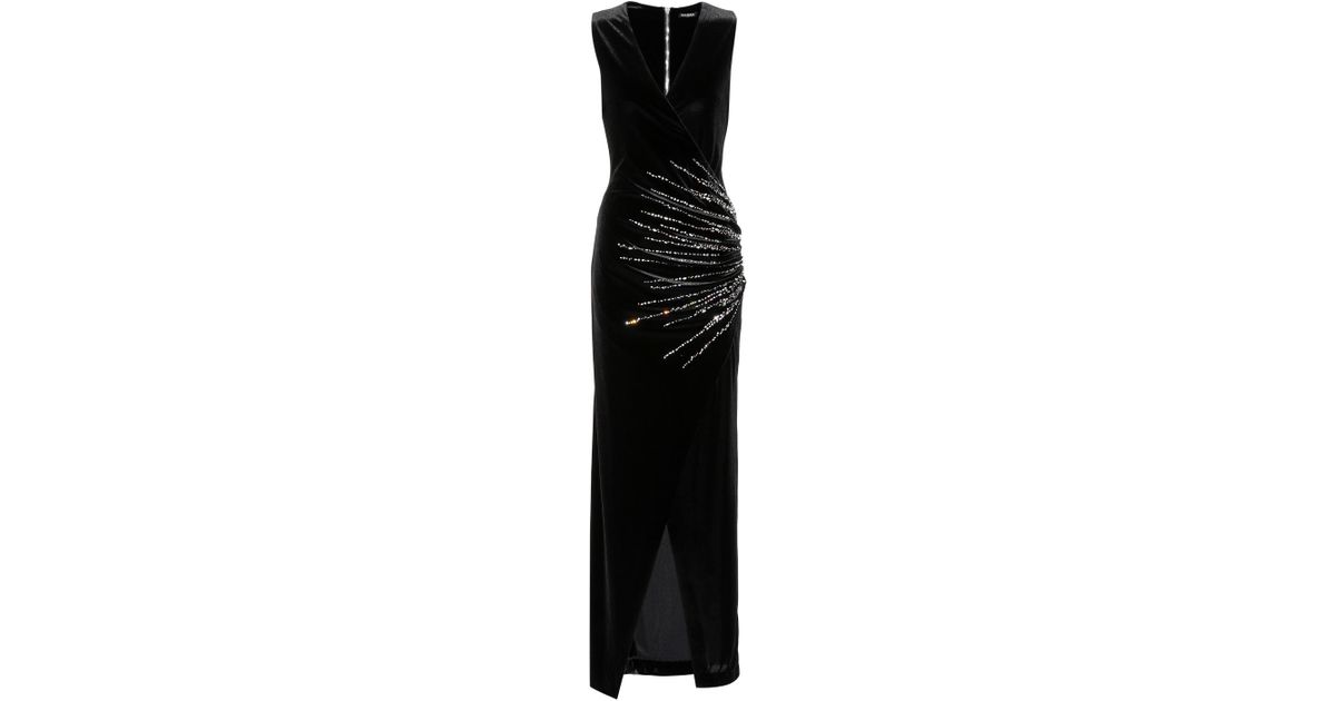 Balmain Velvet Dress With Crystal 