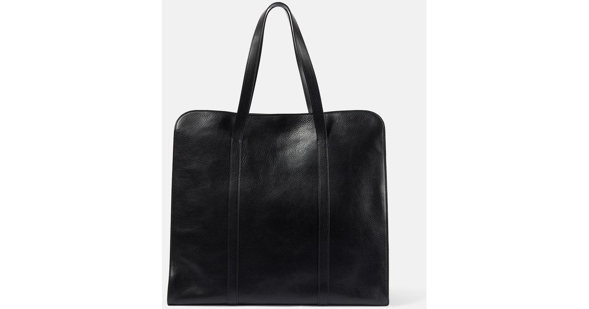 The Row Ben Leather Tote Bag in Black | Lyst