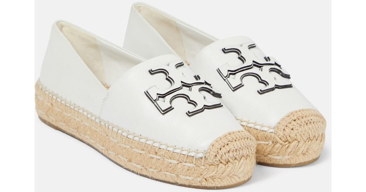 Tory Burch Ines Leather Platform Espadrilles in White | Lyst