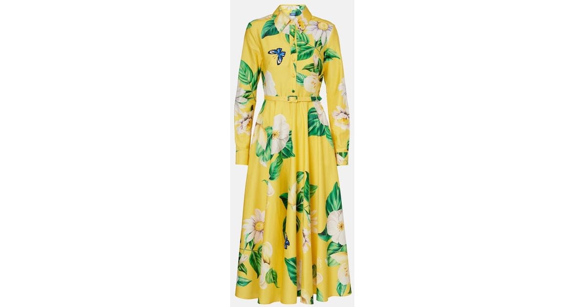 LEO LIN Zara Floral Cotton Shirt Dress in Yellow Lyst Australia