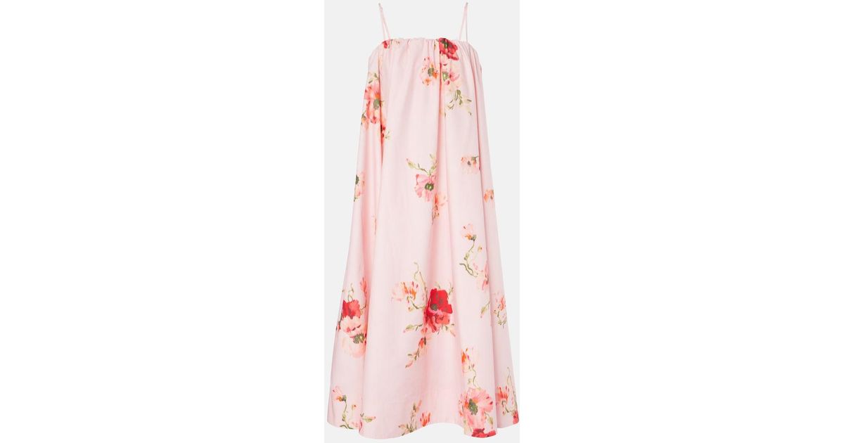 lightburst puff midi dress Zimmermann Lightburst Puff Floral Cotton Midi Dress in Pink
