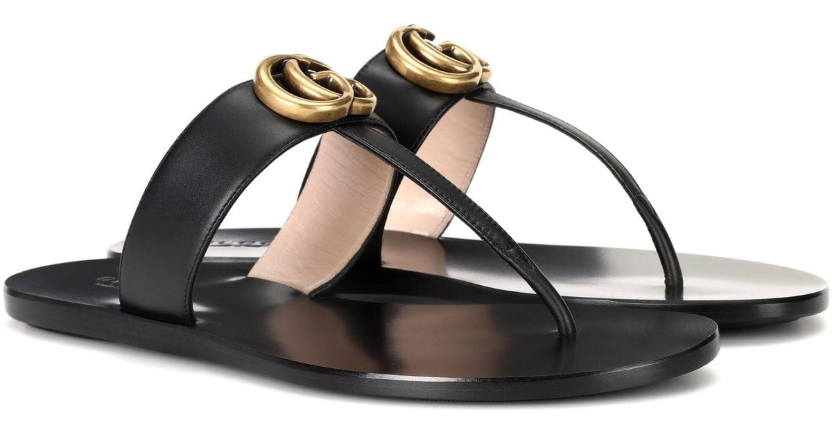 Gucci Leather Black Flip-flops - Save 27% - Lyst