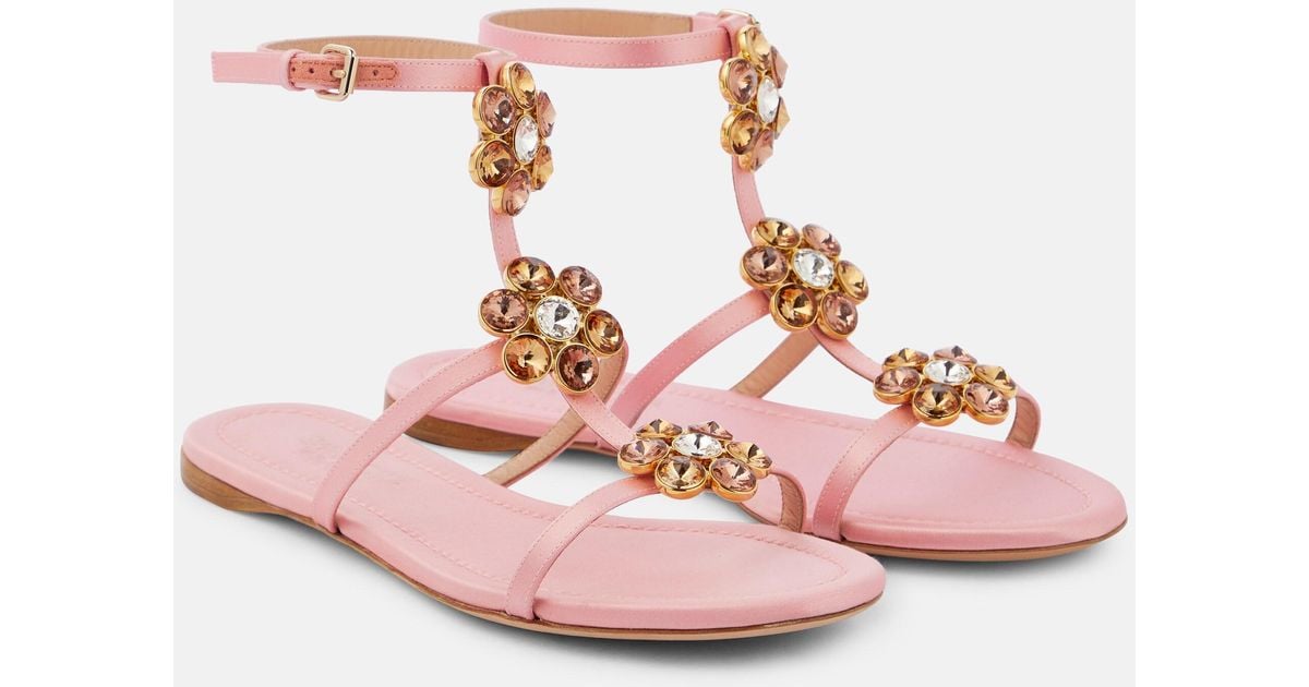 Giambattista Valli Jaipur Embellished Satin Sandals in Pink | Lyst