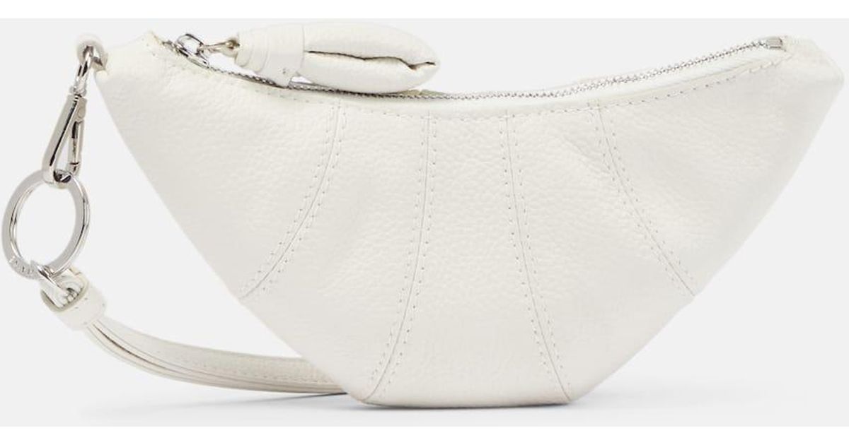 Lemaire Croissant Leather Coin Purse With Strap in White