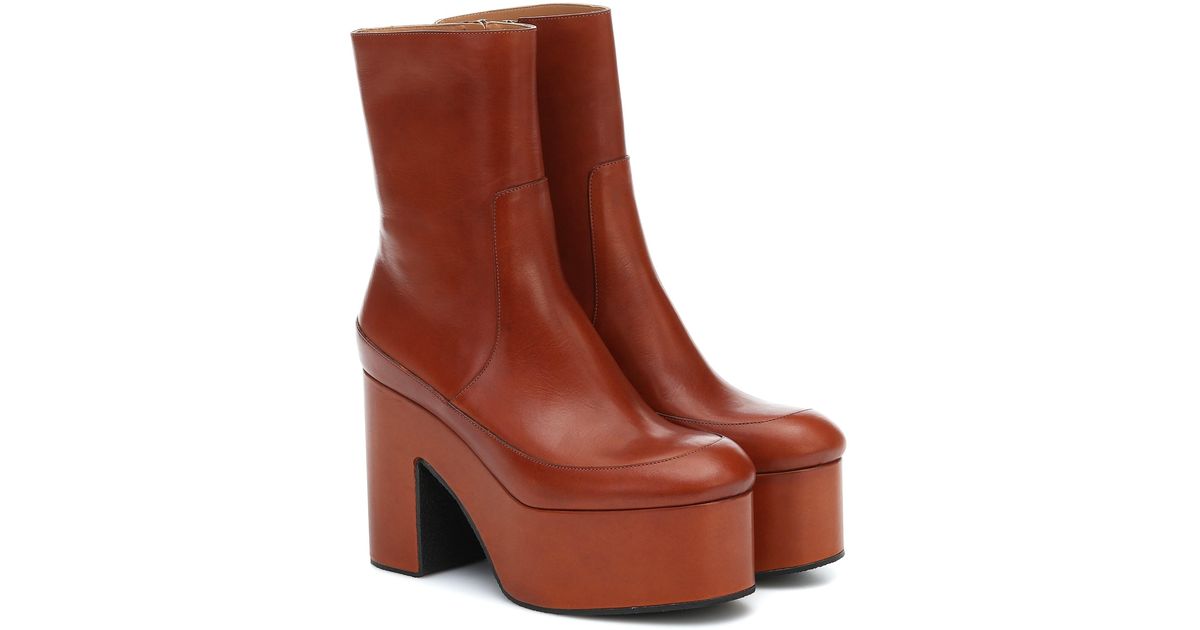 dries van noten leather platform ankle boots