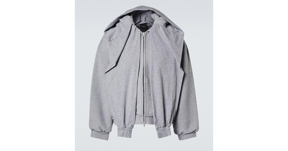 パーカー・フーディ [Balenciaga] Incognito deconstructed cotton jersey hoodie Balenciaga Incognito Deconstructed Cotton Jersey Hoodie in