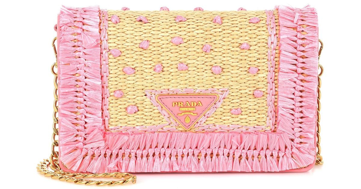 prada-pink-Leather-And-Raffia-