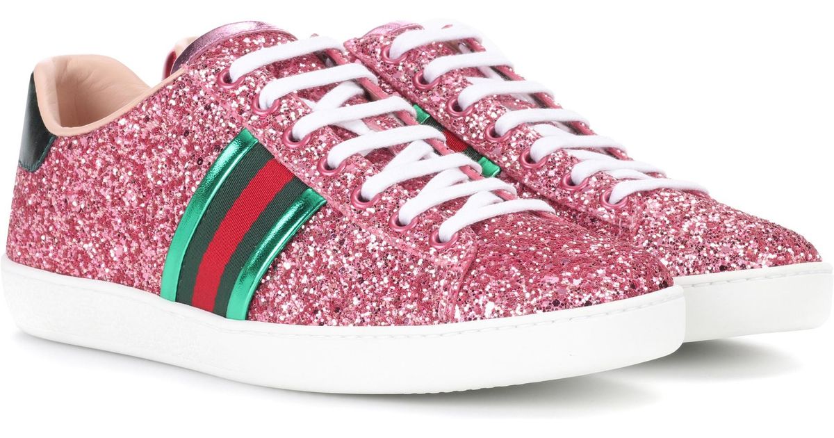 gucci ace glitter sneakers pink