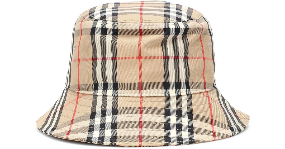 Burberry Vintage Check Cotton Bucket Hat in Natural | Lyst